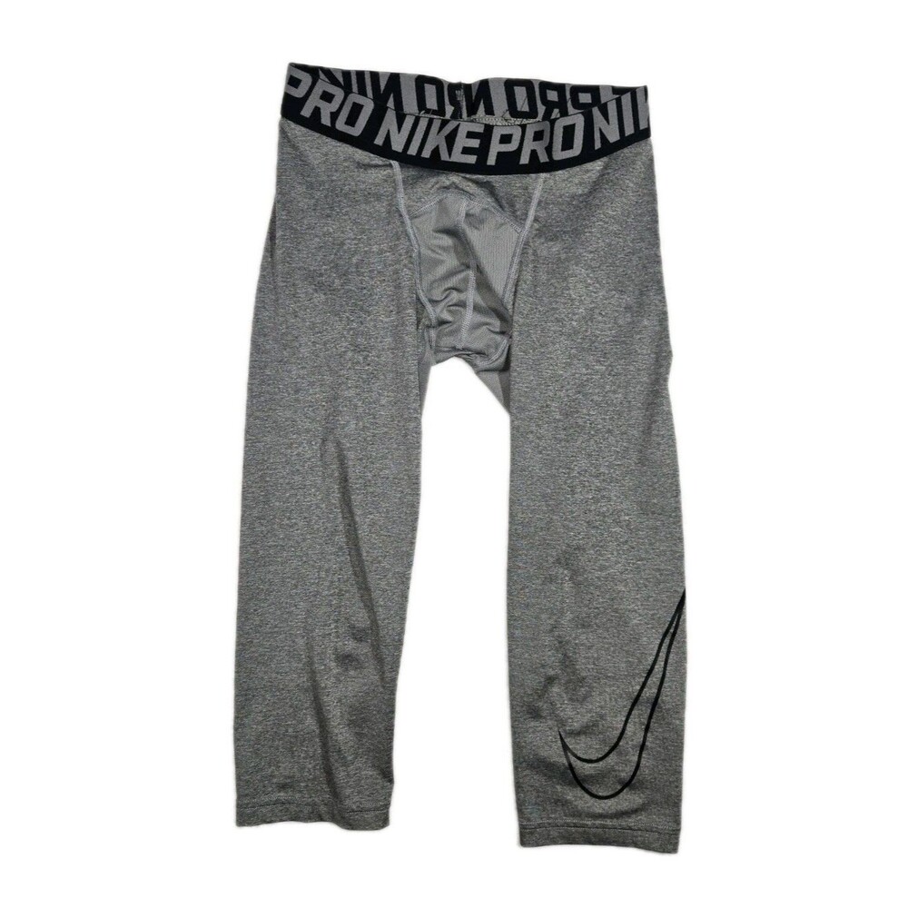 Nike Pro 3/4 Tights Athletic Gray Boys Large 24x17.5